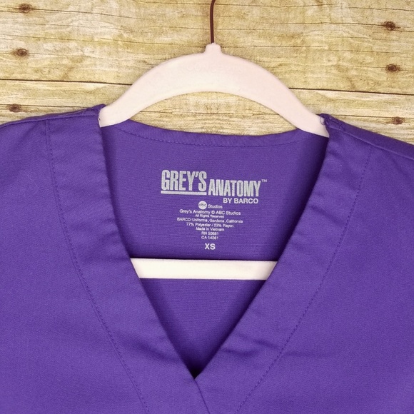 Greys Anatomy Scrub Top Womens XS Pocket Mock Wrap - Picture 2 of 4